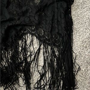 SHEIN Black Lace Dress with Fringe